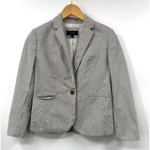 J Crew Blazer Womens Stripped Blue and White Single Button Jacket‎ Size 6 Petite